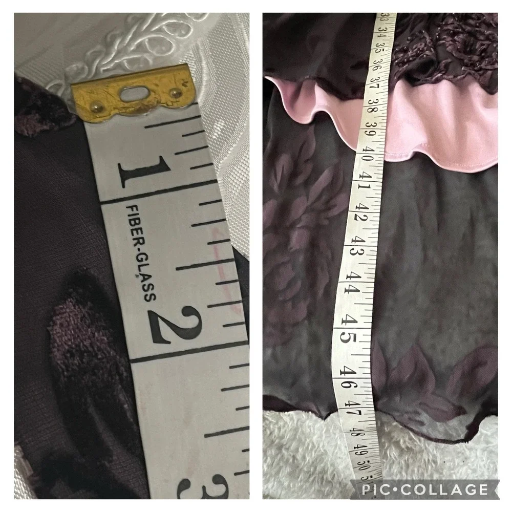 Vintage Sz 6 Silk Slip Dress Beaded Velvet Burnout Fairy Goth Witchy Stretchy - Picture 12 of 12